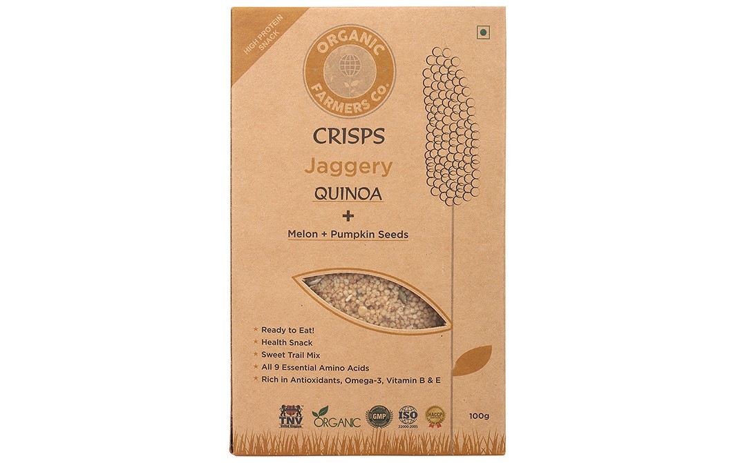 Organic Farmers Co. Crisps Jaggery Quinoa + Melon + Pumpkin Seeds   Box  100 grams